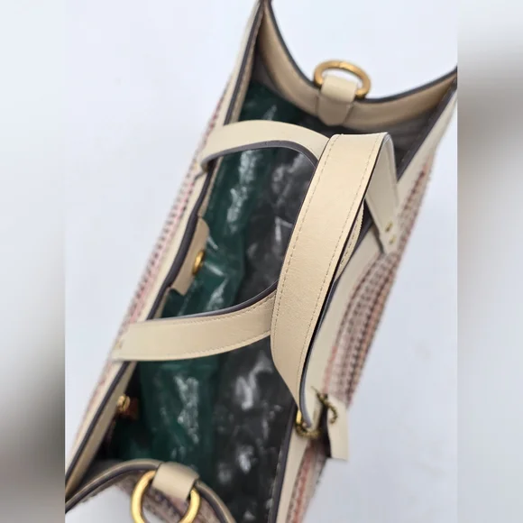 Coach Field Tote In Upwoven Leather, Chalk Multi - Picture 8 of 16